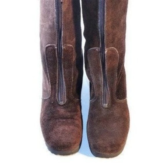 Vintage Boots Women's Size 9 NARROW Brown Leather Faux Fur Boho Hippie Campus - Picture 5 of 10